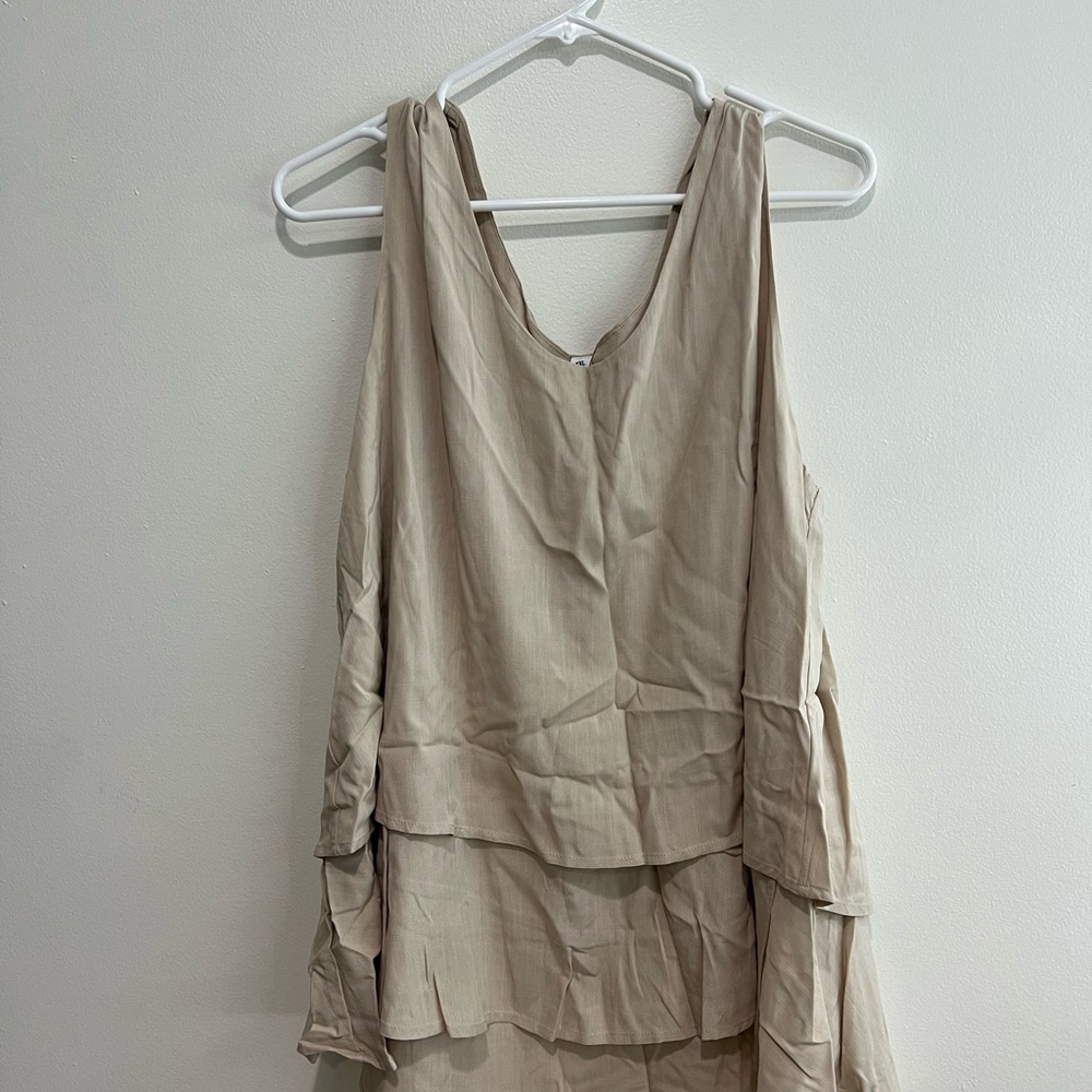 Layered Beige Sleeveless Top
